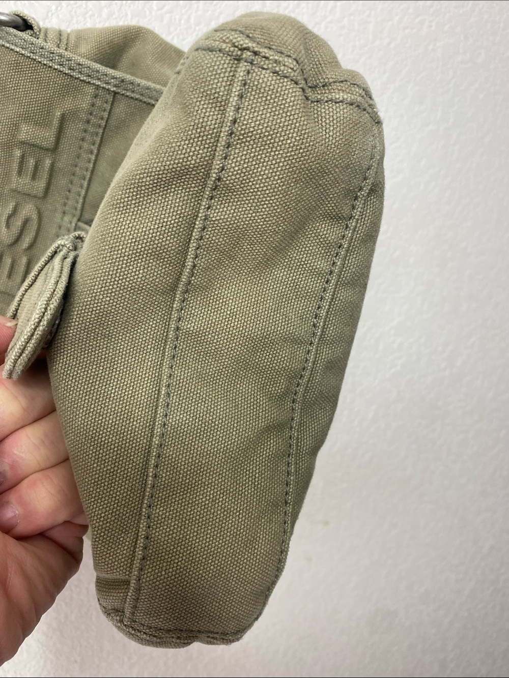 Diesel Olive Green Thick Canvas Crossbody Bag Y2K - Picture 8 of 14